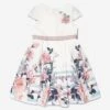 Girls Floral Printed A Line Dress In White -Monna Clothing Shop IAME D96237 1
