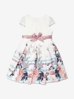 Girls Floral Printed A Line Dress In White 7 Girls Floral Printed A Line Dress In White -Monna Clothing Shop IAME D96237 2