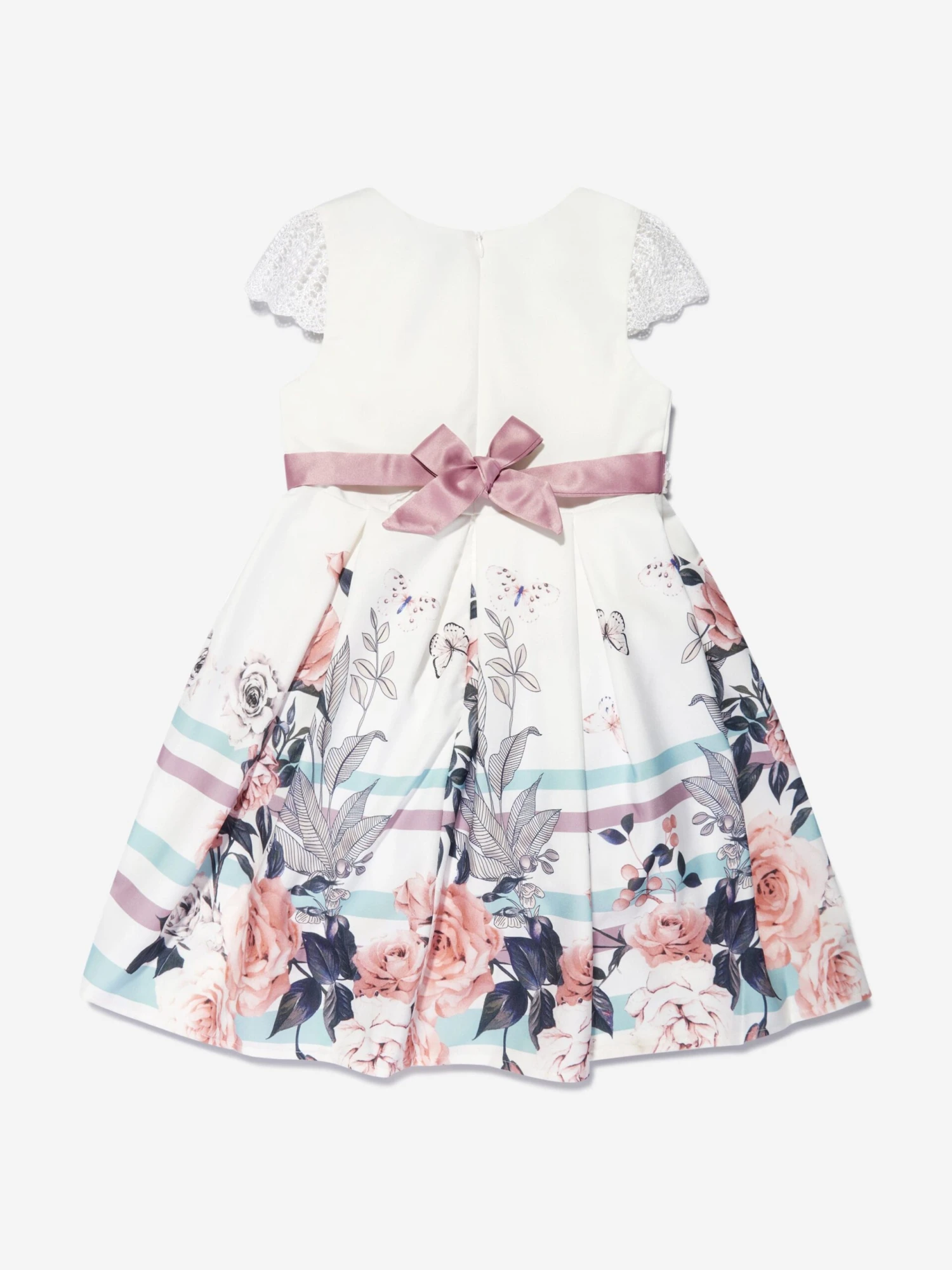 Girls Floral Printed A Line Dress In White 4 Girls Floral Printed A Line Dress In White - Image 2