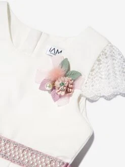 Girls Floral Printed A Line Dress In White 8 Girls Floral Printed A Line Dress In White -Monna Clothing Shop IAME D96237 3