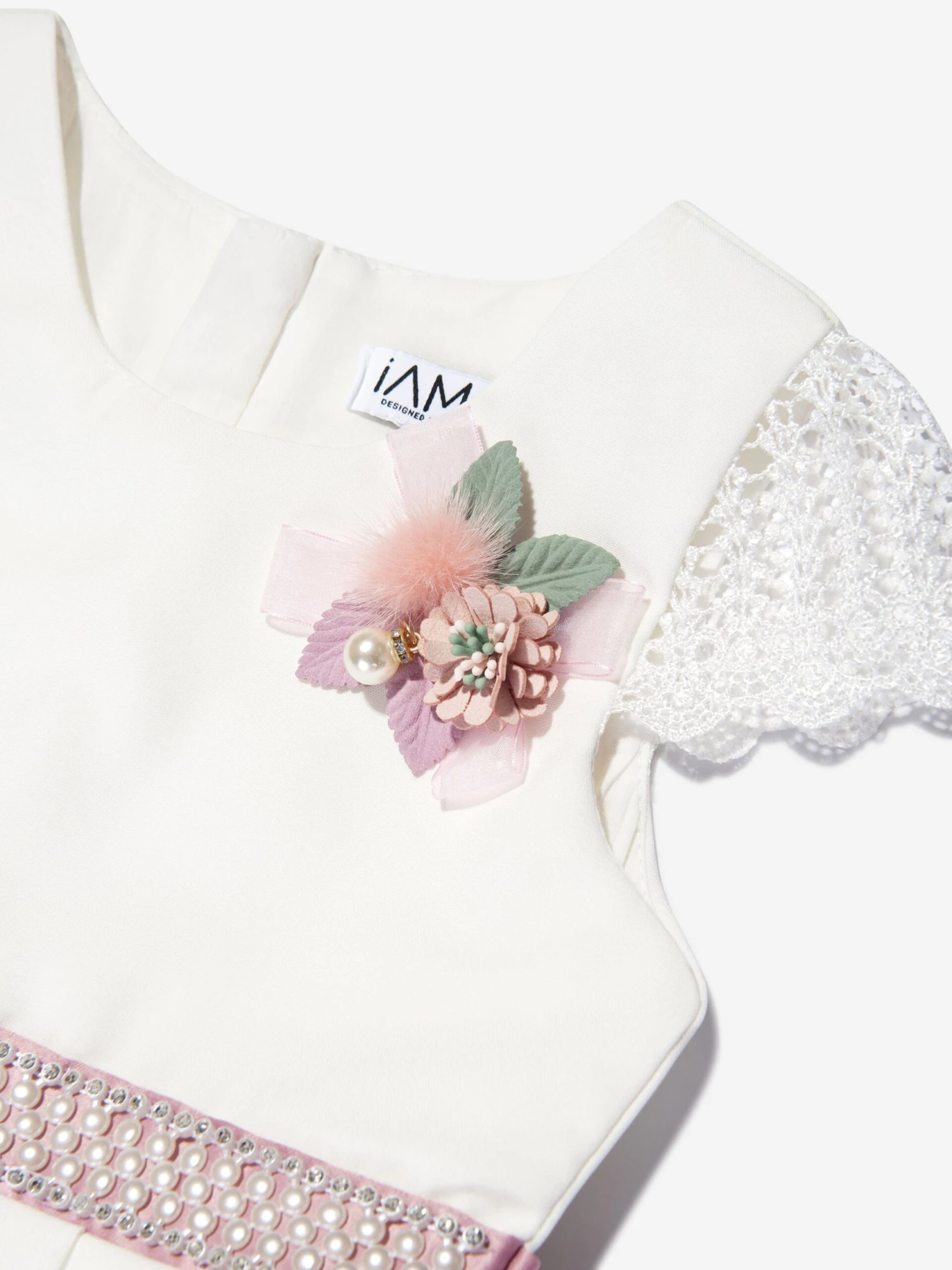 Girls Floral Printed A Line Dress In White 5 Girls Floral Printed A Line Dress In White - Image 3