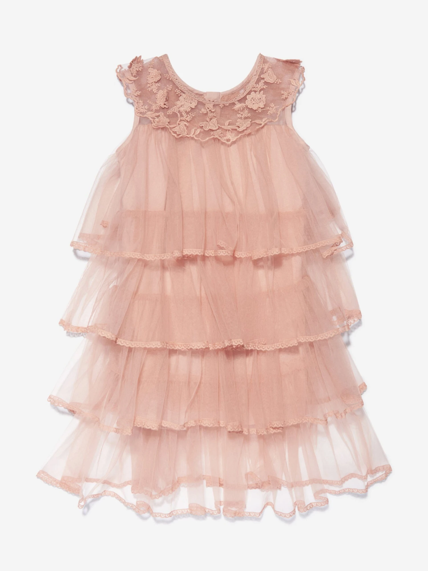 Girls Sleeveless Tiered Dress In Pink 4 Girls Sleeveless Tiered Dress In Pink - Image 2