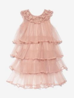Girls Sleeveless Tiered Dress In Pink 9 Girls Sleeveless Tiered Dress In Pink -Monna Clothing Shop IAME D96239 2