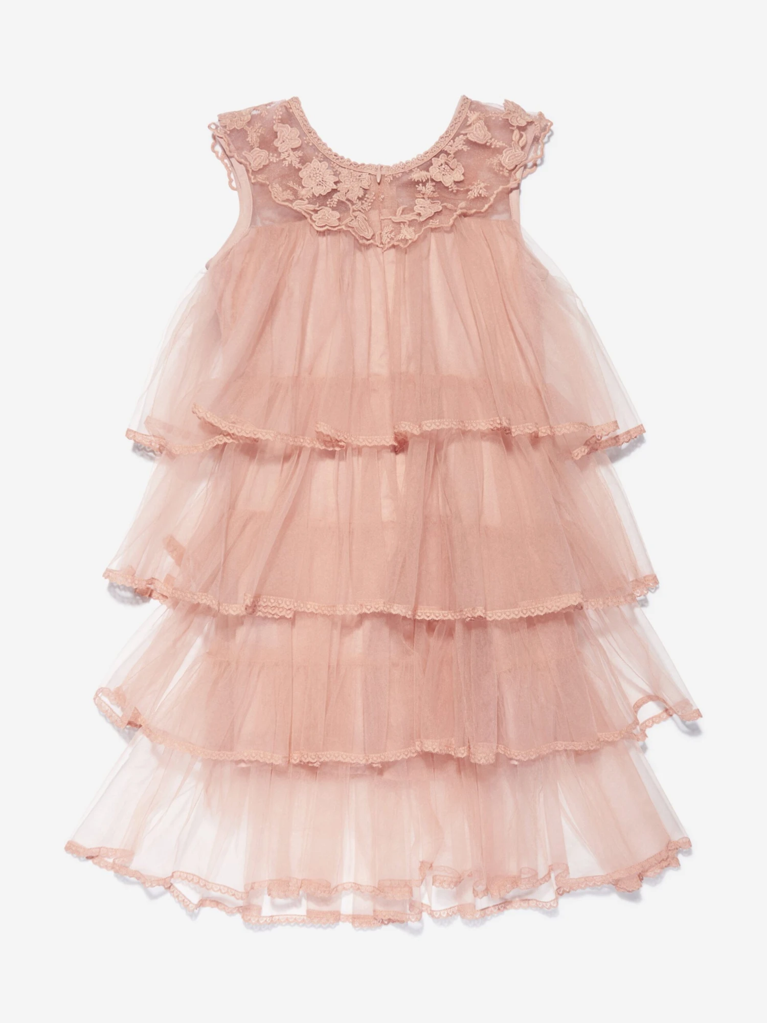 Girls Sleeveless Tiered Dress In Pink 5 Girls Sleeveless Tiered Dress In Pink - Image 3