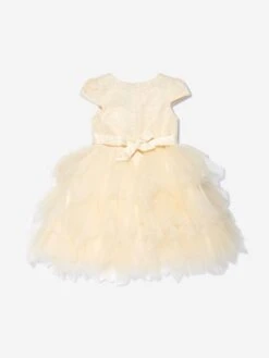 Girls Tulle Tiered Dress In Cream -Monna Clothing Shop IAME D96241 2
