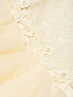 Girls Tulle Tiered Dress In Cream -Monna Clothing Shop IAME D96241 3