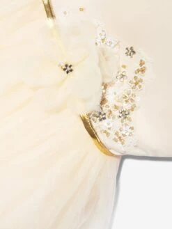 Girls Tulle Dress In Cream -Monna Clothing Shop IAME D96243 3