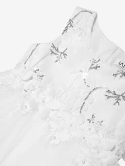 Girls Tulle Dress In White -Monna Clothing Shop IAME D96244 3