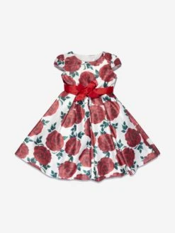 Girls Floral Printed A Line Dress In Red