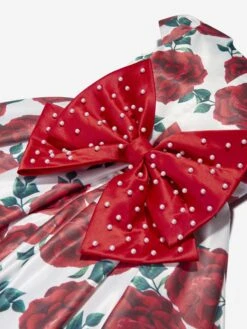 Girls Floral Printed A Line Dress In Red -Monna Clothing Shop IAME D96249 4