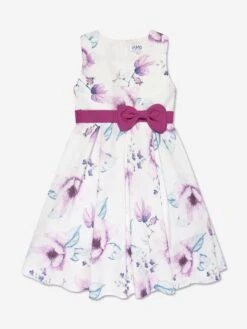 Girls Floral Printed A Line Dress In Pink