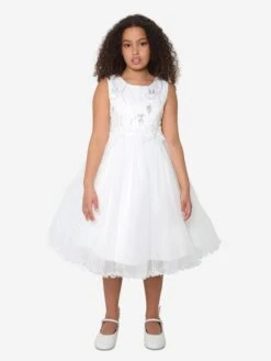 Girls Tulle Dress In White