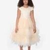 Girls Tulle Tiered Dress In Cream -Monna Clothing Shop IAMS3009 IMG1