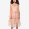 Girls Sleeveless Tiered Dress In Pink