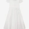 Girls Satin Flower Dress In White 2 Girls Satin Flower Dress In White -Monna Clothing Shop IAMS4005 WHITE 1