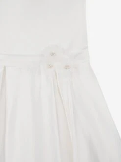 Girls Satin Flower Dress In White -Monna Clothing Shop IAMS4005 WHITE 3