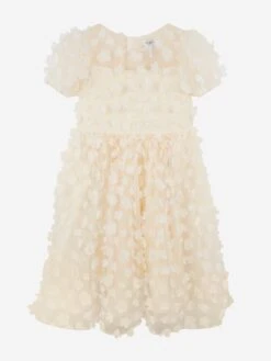 Girls Petals Dress In Yellow