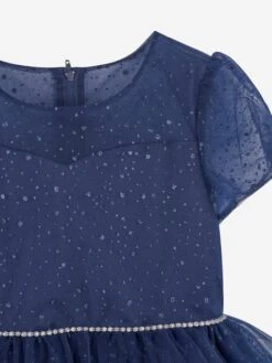 Girls Sparkle Occasion Dress In Navy 12 Girls Sparkle Occasion Dress In Navy -Monna Clothing Shop IAMS4008 NAVY 3