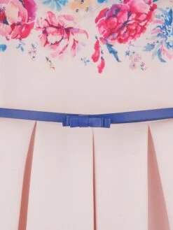 Girls Flower Print Dress In Pink -Monna Clothing Shop IAMS4012 PINKNAVY 3