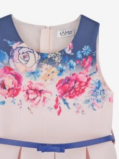 Girls Flower Print Dress In Pink -Monna Clothing Shop IAMS4012 PINKNAVY 4