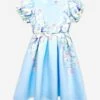 Girls Flower Print Dress In Blue
