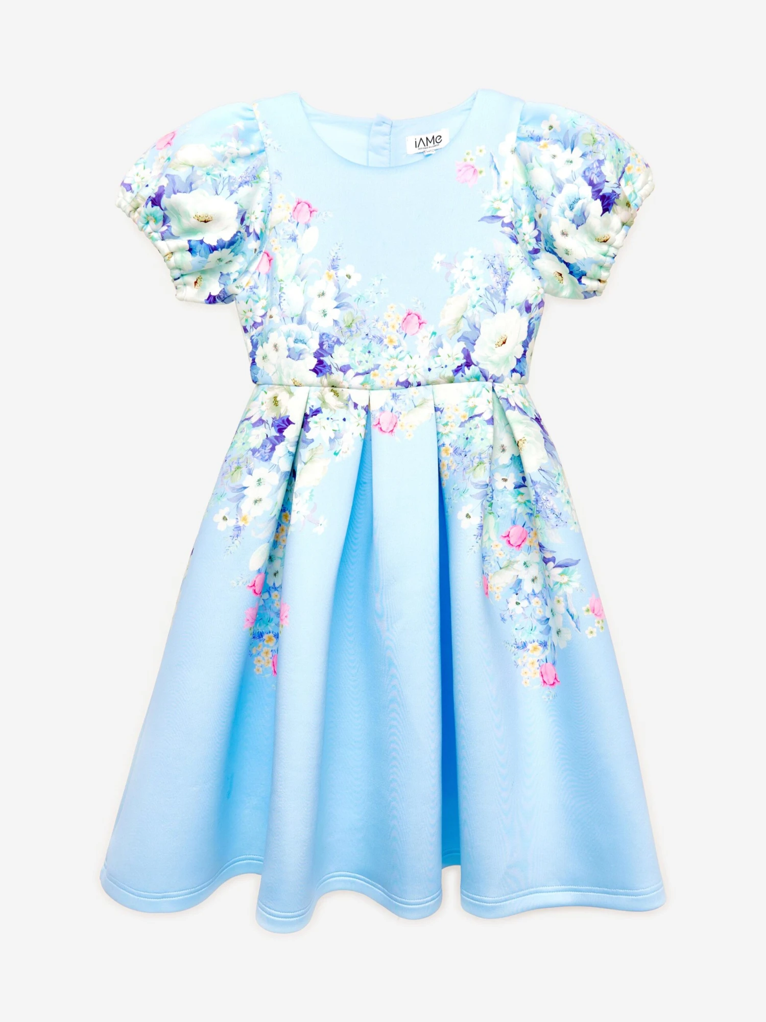 Girls Flower Print Dress In Blue 3 Girls Flower Print Dress In Blue