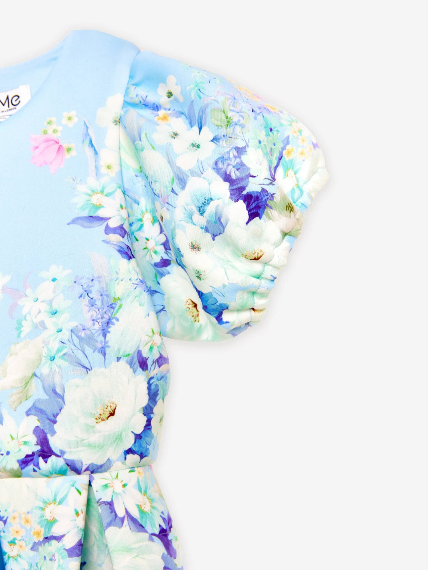 Girls Flower Print Dress In Blue 5 Girls Flower Print Dress In Blue - Image 3