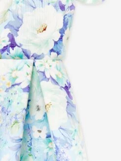Girls Flower Print Dress In Blue 10 Girls Flower Print Dress In Blue -Monna Clothing Shop IAMS4013 AZURE 4