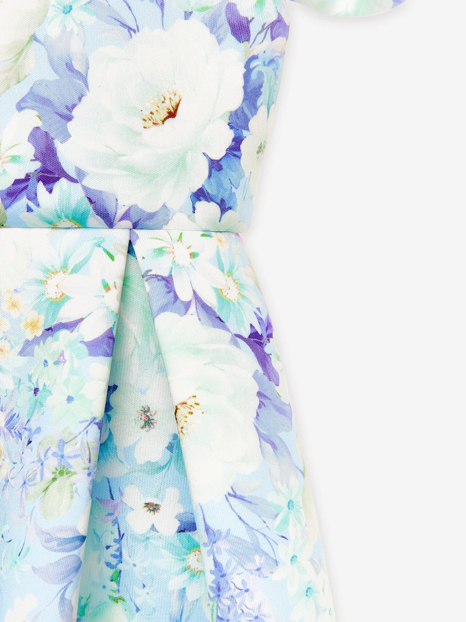 Girls Flower Print Dress In Blue 6 Girls Flower Print Dress In Blue - Image 4