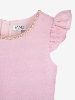 Girls All Over Print Dress In Pink -Monna Clothing Shop IAMS4014 PINK 3