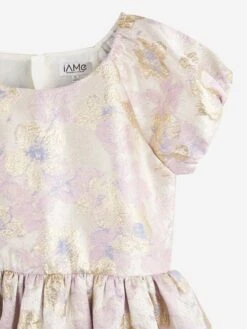 Girls All Over Print Dress In Beige 8 Girls All Over Print Dress In Beige -Monna Clothing Shop IAMS4015 CHAMPAGNE 3