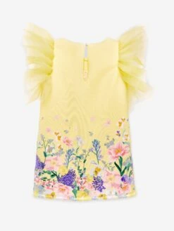 Girls Floral Print T-Shirt Dress In Yellow -Monna Clothing Shop IAMS4017 MULTI 2