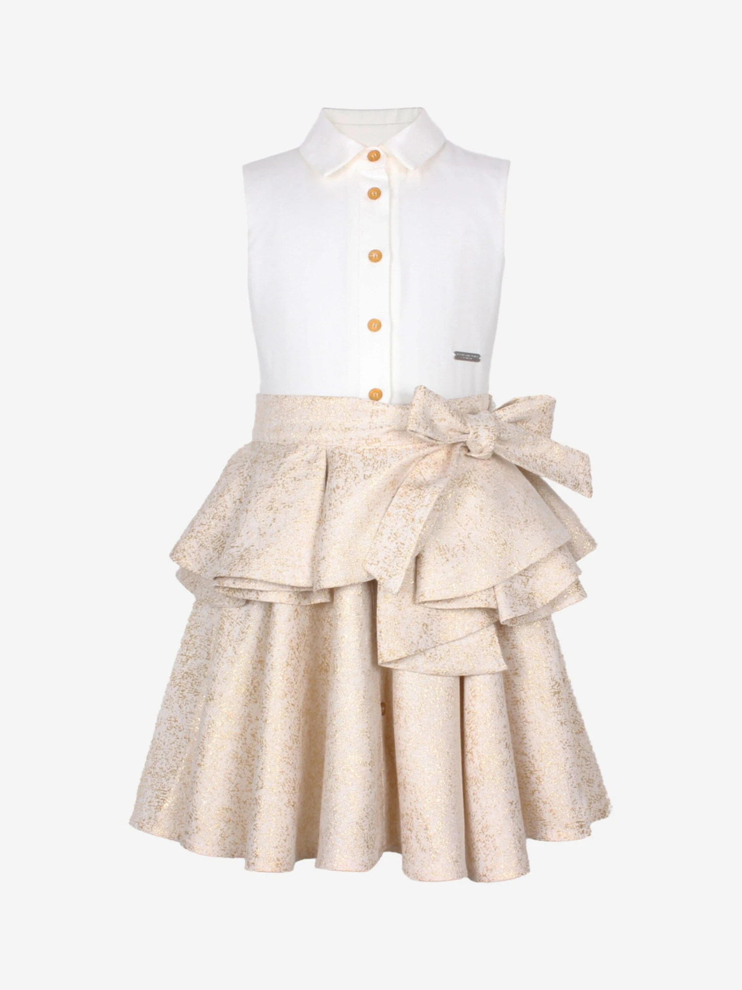 Girls Joyful Peplum Dress In Gold 3 Girls Joyful Peplum Dress In Gold