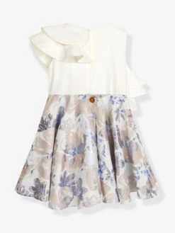 Girls Irregular Curve Flower Dress In Blue -Monna Clothing Shop JESS4006 BLUE LUREX FLOWER 2