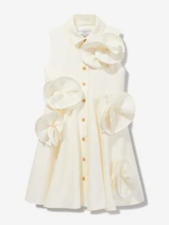 Girls Floral Shirt Dress In White