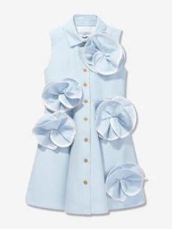 Girls Floral Shirt Dress In Blue