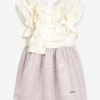 Girls Sleeveless Ruffle Dress In Pink -Monna Clothing Shop JESS4012 PINK JACQUARD 1