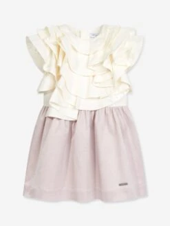 Girls Sleeveless Ruffle Dress In Pink
