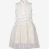 Girls Jacquard Sparkle Shirt Dress In White 1 Girls Jacquard Sparkle Shirt Dress In White -Monna Clothing Shop JESS4013 SILVER SPARKLE JACQUARD 1