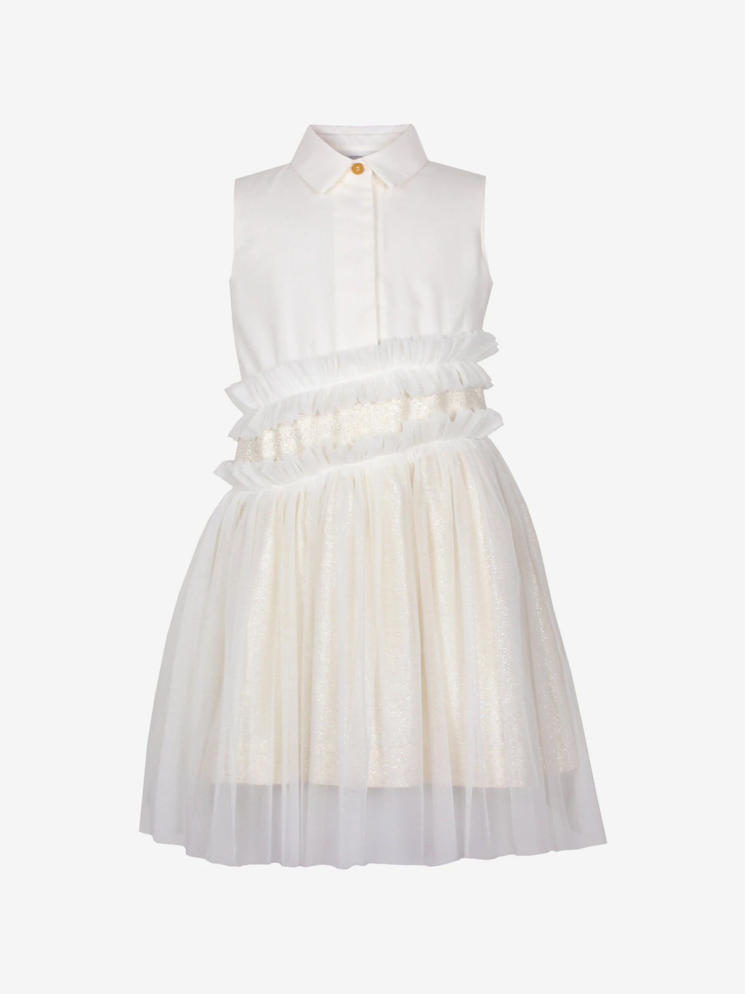 Girls Jacquard Sparkle Shirt Dress In White 3 Girls Jacquard Sparkle Shirt Dress In White