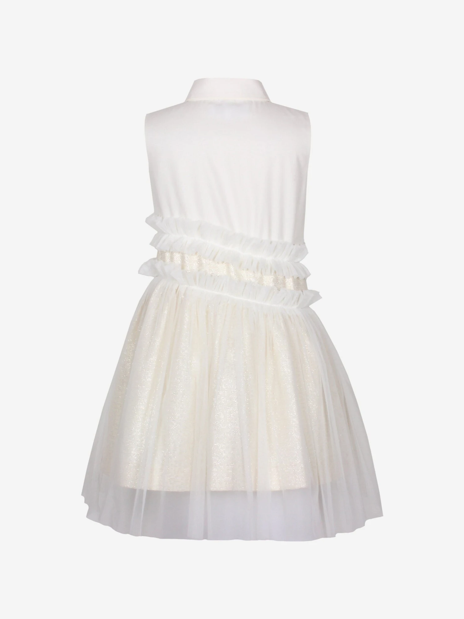 Girls Jacquard Sparkle Shirt Dress In White 4 Girls Jacquard Sparkle Shirt Dress In White - Image 2