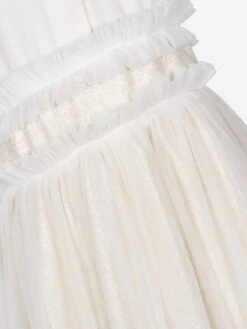 Girls Jacquard Sparkle Shirt Dress In White 7 Girls Jacquard Sparkle Shirt Dress In White -Monna Clothing Shop JESS4013 SILVER SPARKLE JACQUARD 3