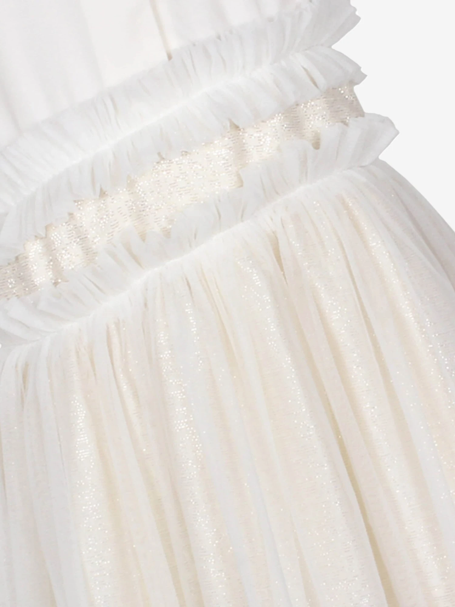 Girls Jacquard Sparkle Shirt Dress In White 5 Girls Jacquard Sparkle Shirt Dress In White - Image 3