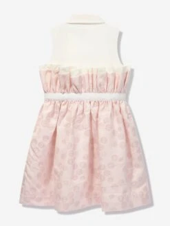 Girls Daisy Jacquard Shirt Dress In Pink -Monna Clothing Shop JESS4019 PINK DAISY JACQUARD 2