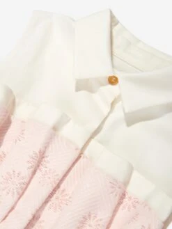 Girls Daisy Jacquard Shirt Dress In Pink -Monna Clothing Shop JESS4019 PINK DAISY JACQUARD 4