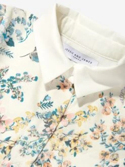 Girls Floral Jacquard Shirt Dress In Multicolour -Monna Clothing Shop JESS4020 SPRING FLORAL JACQUARD 4