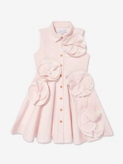 Girls Floral Shirt Dress In Pink