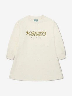 Kenzo Kids Girls Logo Sweater Dress In Beige