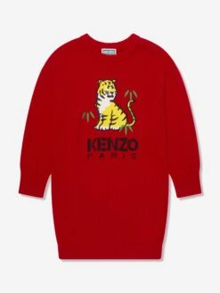 Kenzo Kids Girls Knitted Kotora Dress In Red