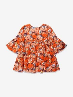 Kenzo Kids Girls Boke Flower Dress In Orange -Monna Clothing Shop KENA3036 40A 2